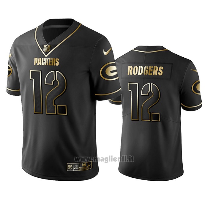 Maglia NFL Limited Green Bay Packers Aaron Rodgers Golden Edition Nero